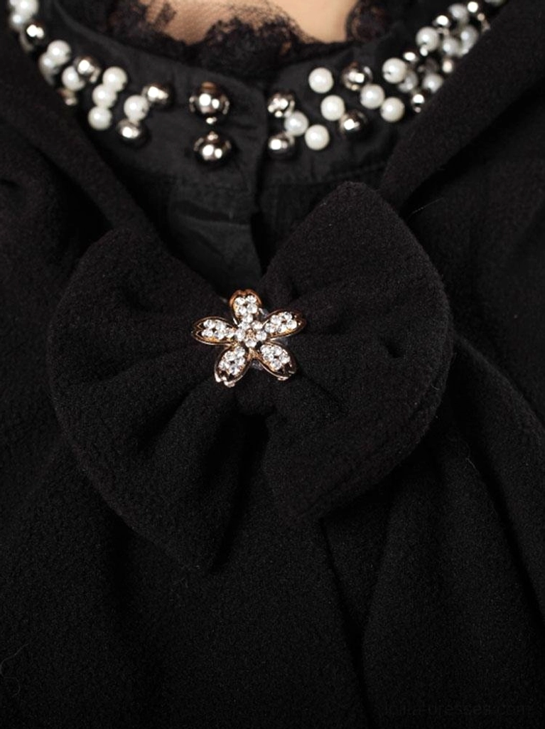 Black gothic lolita hooded cape coat versatile styling showing layered ruffles and cape silhouette for lolita coordinate