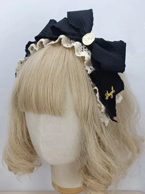 Cameo pink striped lolita bow hairband multi-color palette showcase - sweet lolita rococo headwear in various coordinating hues
