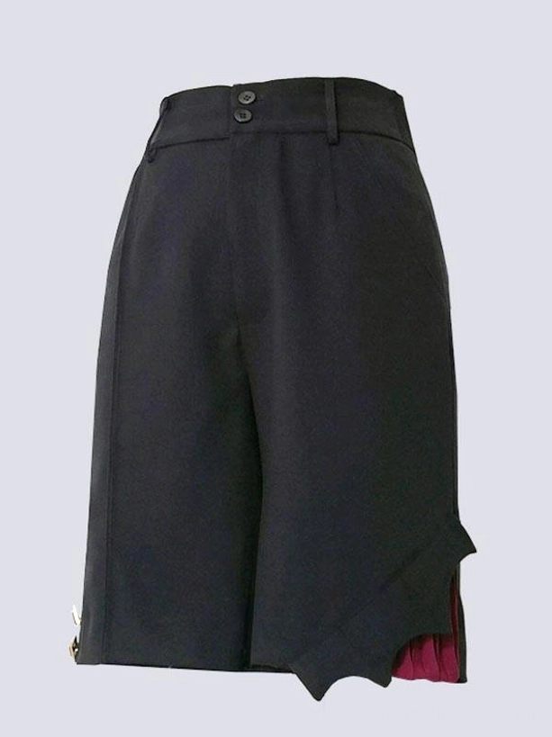 gothic lolita bloomers flat lay front view double-button waist serrated hem red lining