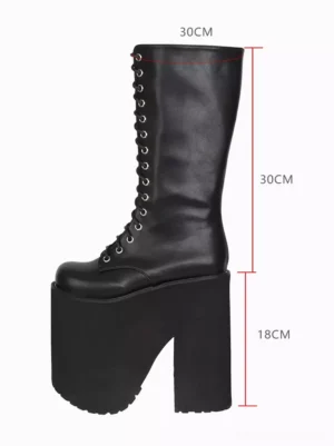 Single gothic lolita platform boot side profile 18cm heel height 30cm shaft measurement anti-slip outsole