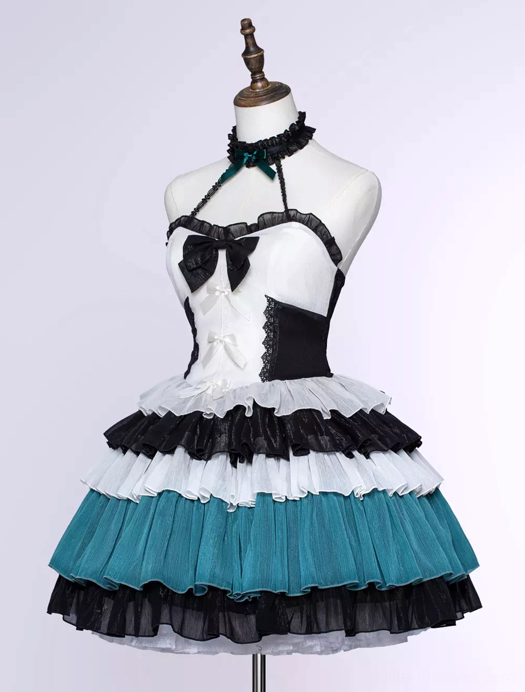 Gothic Lolita JSK tiered ruffle color-block dress size chart guide measurements care instructions