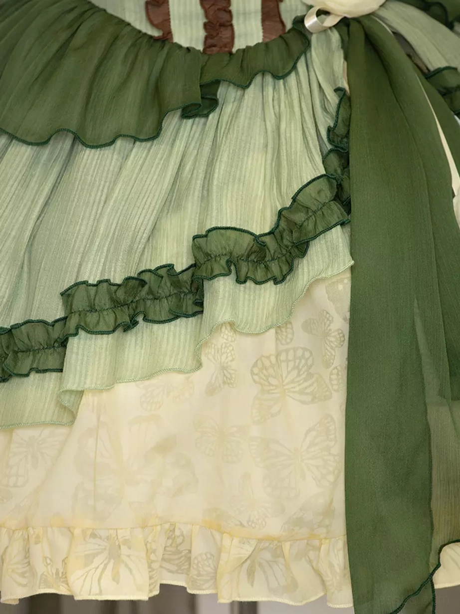 Green sweet lolita jumper dress packed and ready to ship professional product photography for online shopping