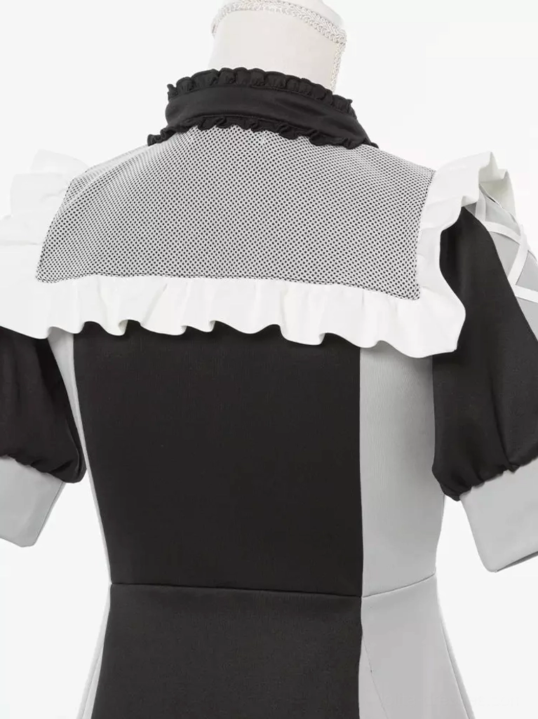 Jirai Kei color block lolita dress product specifications dimensions and size chart with measurements in centimeters and inches