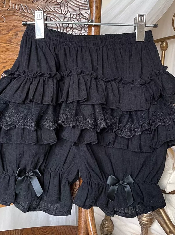 Lolita bloomers pumpkin pants style with multi-layered ruffles and lace trim perfect modesty layer for sweet lolita fashion coordinate