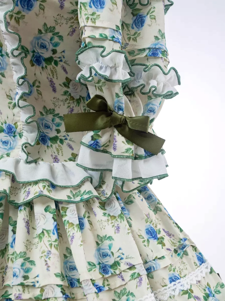 Vintage sweet lolita dress corset construction tiered layers architectural ruffles elegant structured fashion