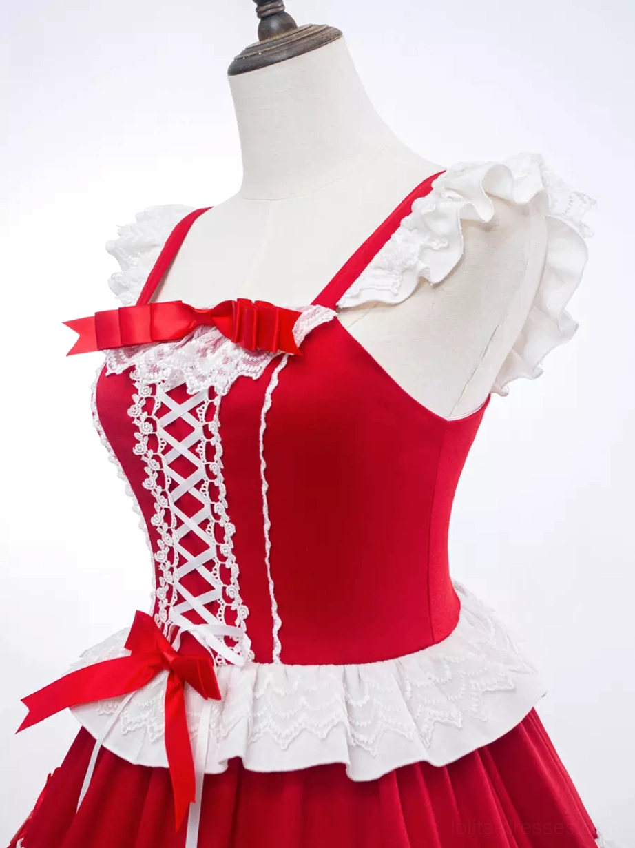 Lolita dress ruffled collar trim neckline detail white lace embellishment