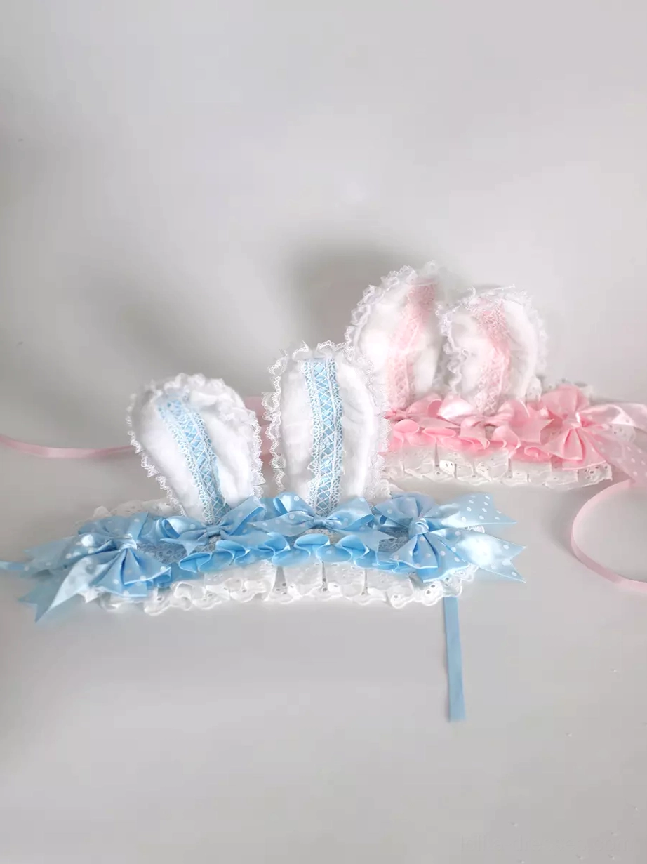 Lolita fashion bunny ear headband perfect for cosplay events and lolita community meetups and gatherings