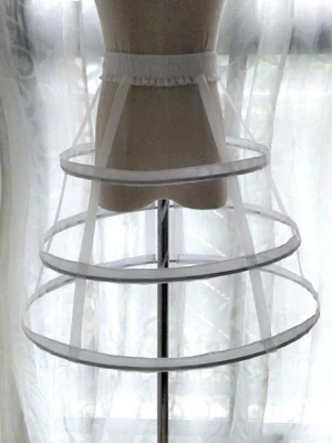 Lolita fishbone petticoat crinoline front center view three-tier metal hoop support bell-shaped silhouette summer crinoline petticoat
