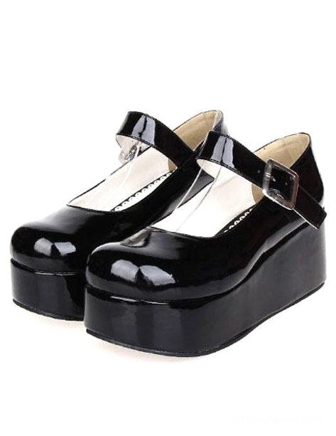 Sweet Lolita platform Mary Jane shoes color swatches comparison black baby blue hot pink red lime green