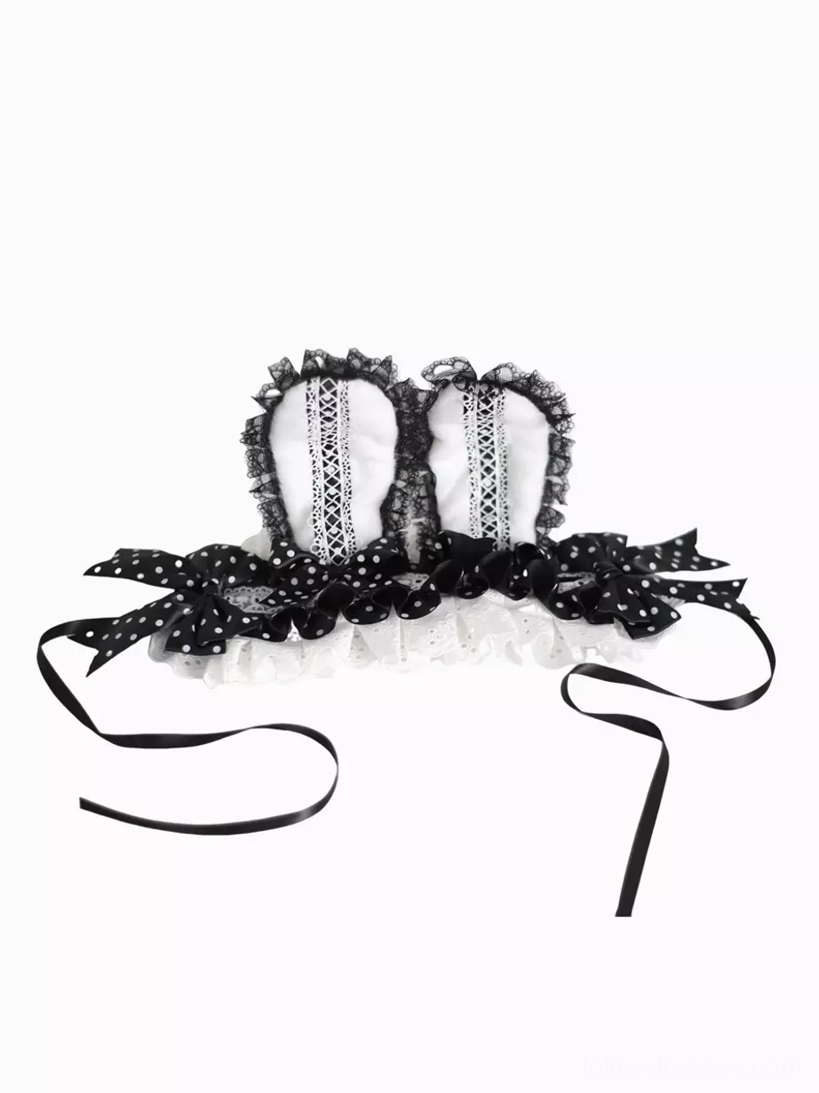 Lolita rabbit ear headpiece with premium polyester construction and durable bow attachment detail