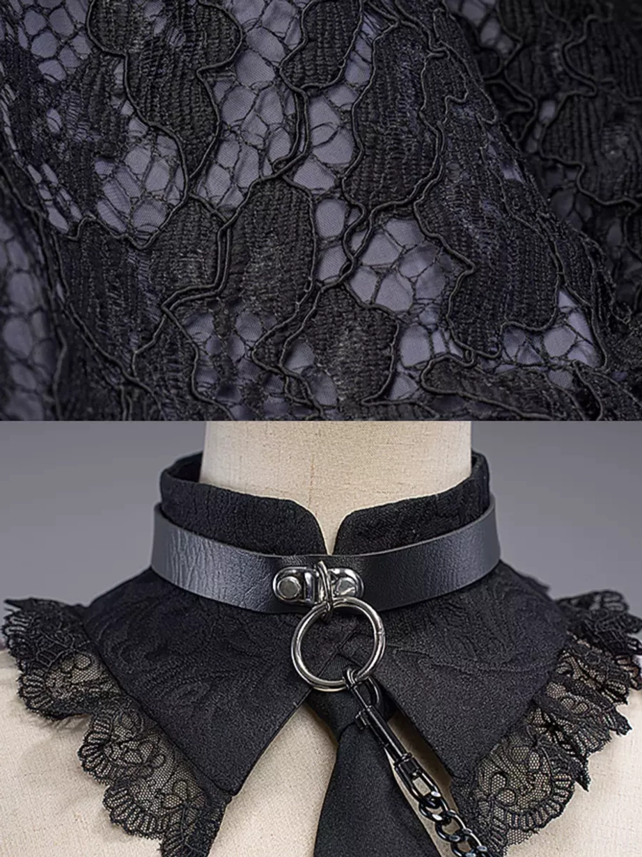 Maid gothic lolita rose hairband lace headpiece single red rose satin bow accent close-up