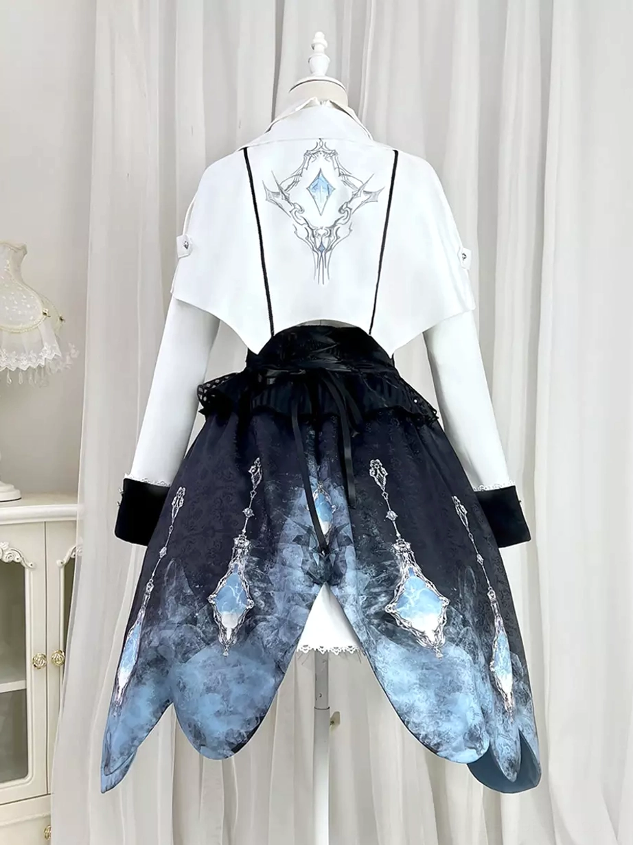 Military Ouji Lolita white overcoat dress set complete ensemble styling fashion photography