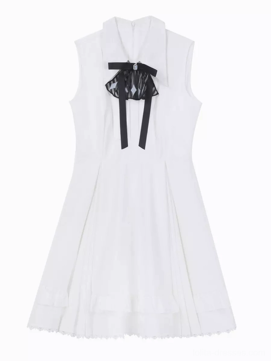 Military Ouji Lolita white dress overskirt ruffled layers asymmetrical hemline blue gradient