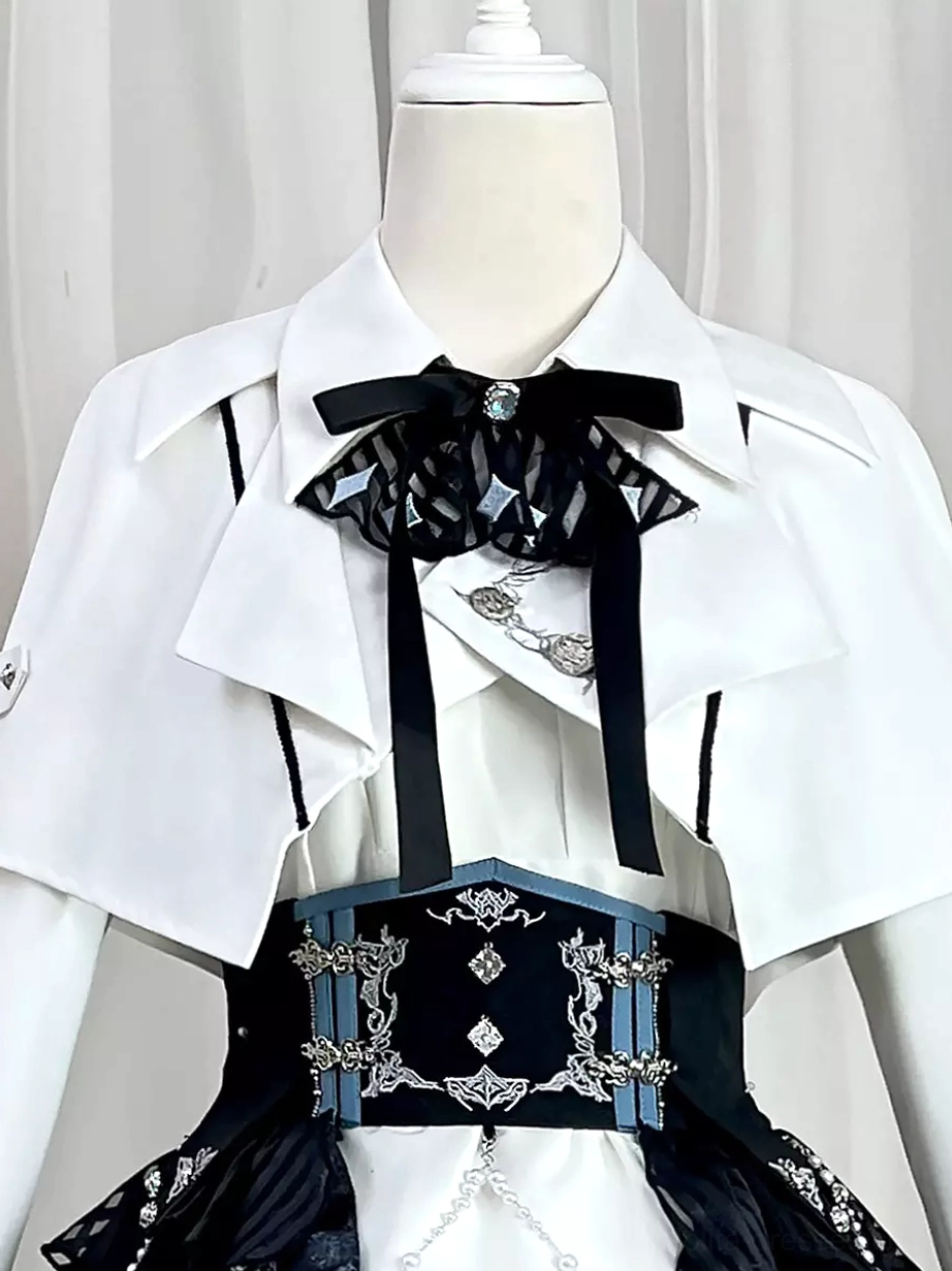 Military Ouji Lolita white overcoat dress full length view elegant silhouette overcoat jumper
