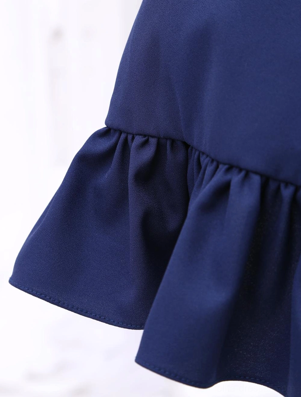 Navy sailor sweet lolita OP dress color detail and fabric texture, chiffon ruffled layers