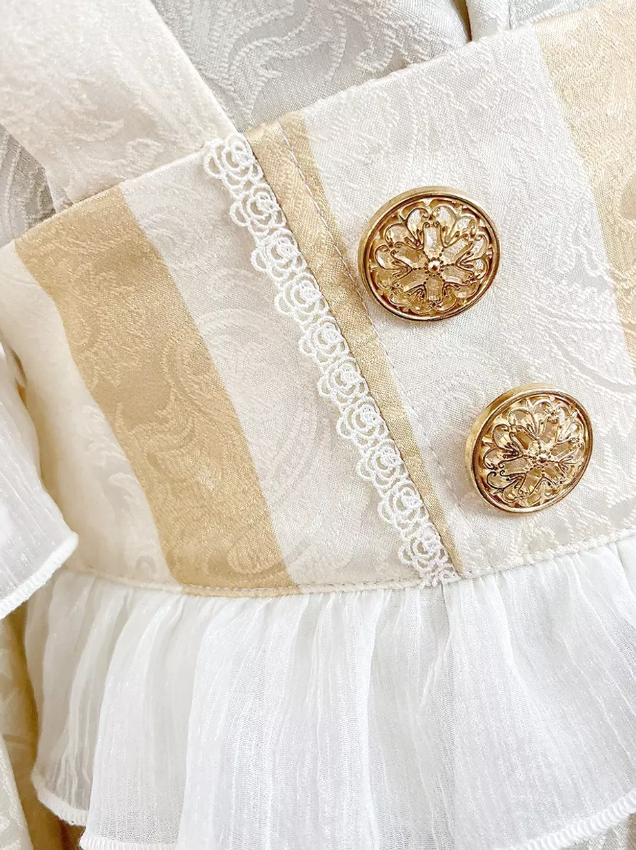 Ouji Lolita light gold formal suit complete set two piece pants top vintage Victorian aristocrat style coordinate