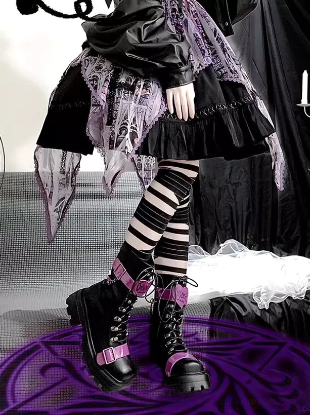 Premium polyester bandage lolita socks showcasing quality construction, white wrap texture, and dramatic gothic lolita appeal