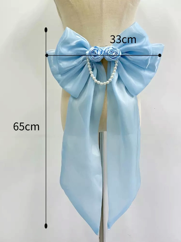 Sky blue Rococo Lolita train accessory size small 65cm length 33cm width on mannequin display