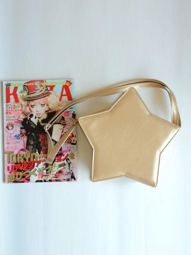 Star-shaped lolita crossbody bag care and maintenance guide showing proper storage handling and preservation methods for faux leather material
