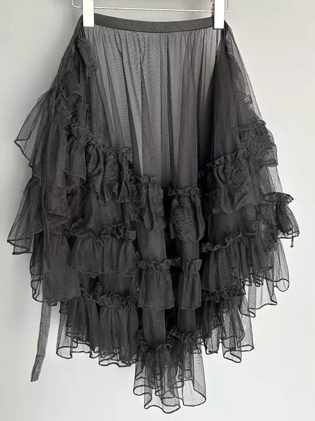Detachable sweet lolita sweep train tail accessory showing complete ruffled construction and versatile styling potential