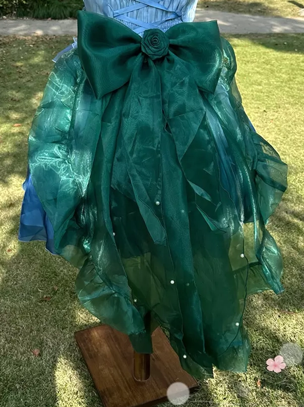 sweet-lolita-detachable-train-emerald-green-organza-large-bow-green-fabric-rose-layered-ruffles-faux-pearls