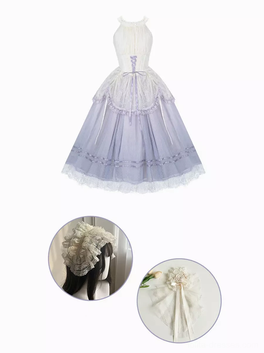 Halter sweet lolita jsk dress styling guide coordinate outfit accessories recommendations lace headdress Mary Jane shoes aesthetic