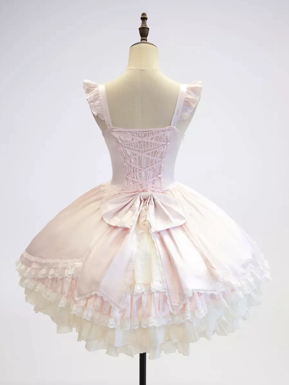 Enchanted sweet lolita jumper JSK dress full coordinate styling with petticoat leg sleeves arm covers fairy aesthetic