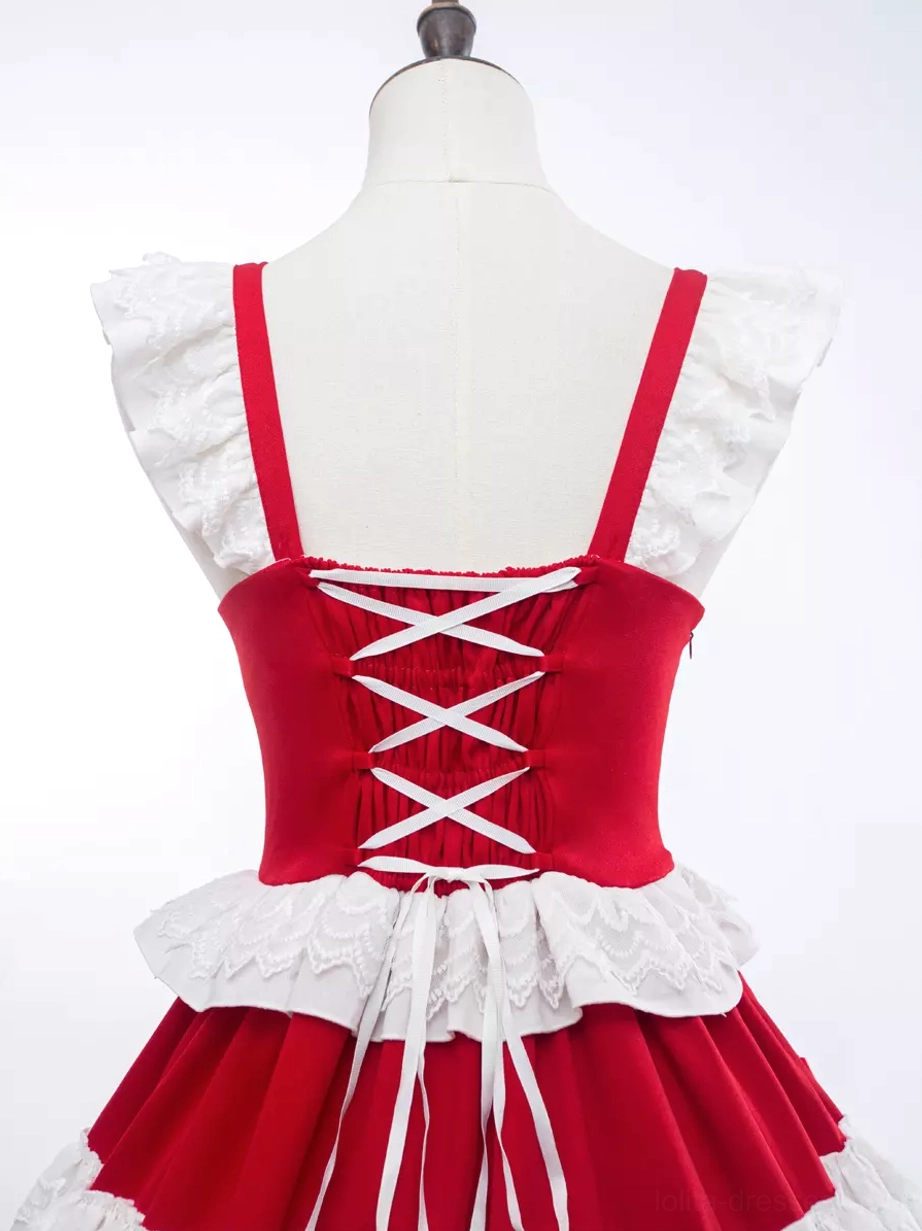 Sweet lolita jumper dress sleeveless design armhole detail lace construction