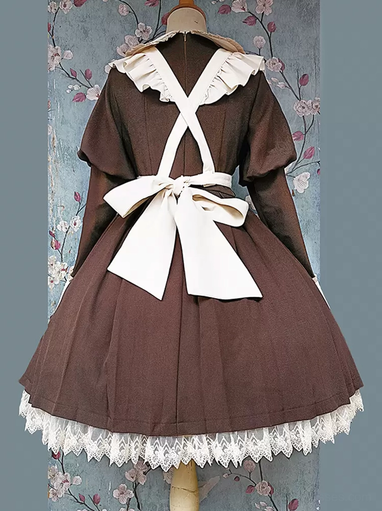 Sweet lolita maid apron styling inspiration showing versatile coordination options with lace trims and bow accents