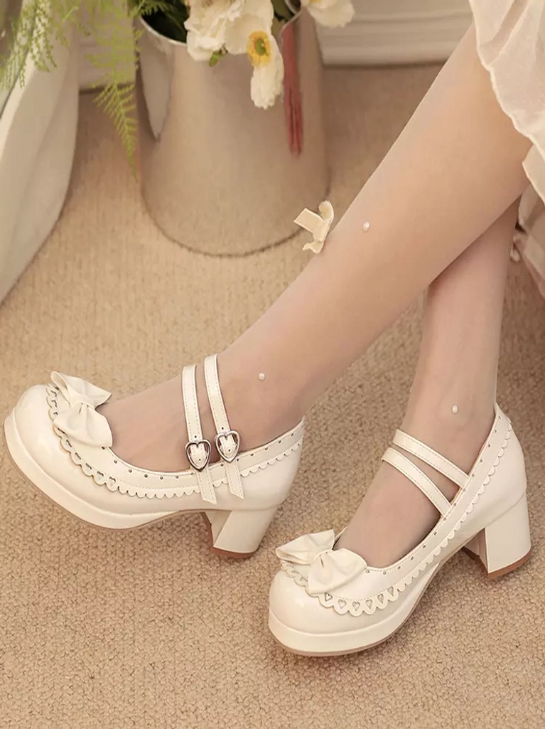 Sweet lolita mary jane shoes care and maintenance lifestyle photography demonstrating daily wear durability and glossy pu leather finish in authentic lolita fashion setting
