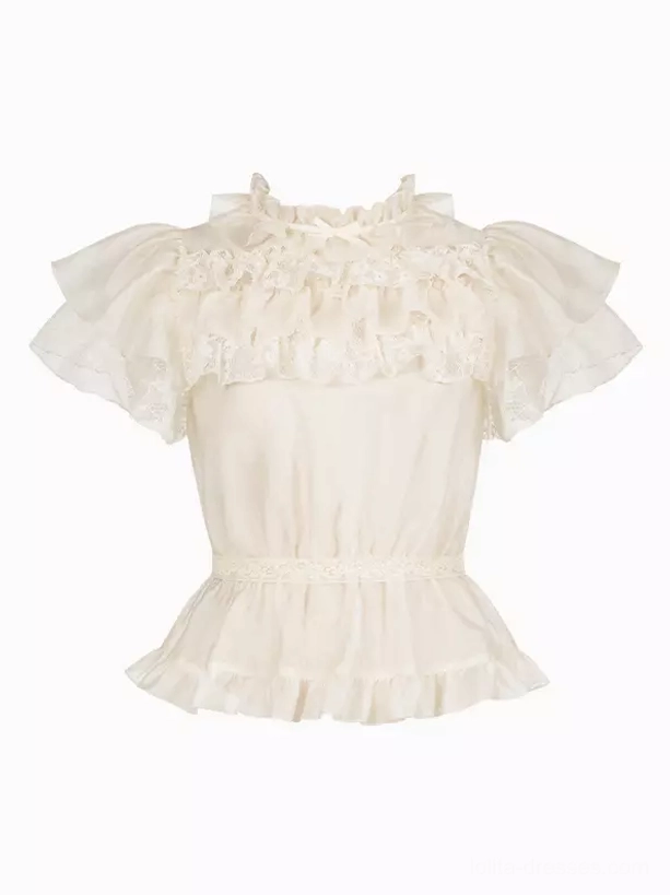 Complete sweet lolita two-piece dress ensemble showing coordinated pink fishtail skirt with lace-trimmed crop top silhouette