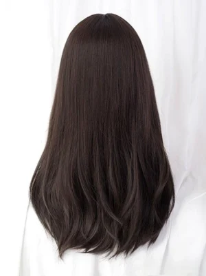 Back view of long wavy lolita wig showing smooth loose wave texture and neat finished hair ends