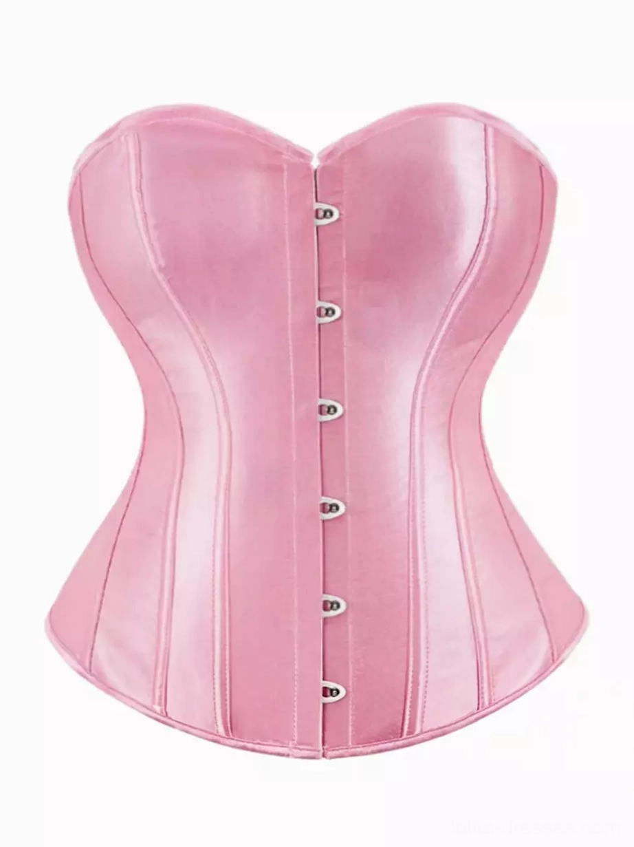 Sweetheart strapless satin overbust corset back view highlighting adjustable lace-up closure and structured boning