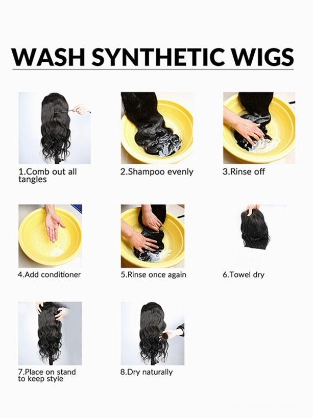 Synthetic lolita wig care guide 8-step washing tutorial for heat-resistant fiber wigs proper maintenance instructions