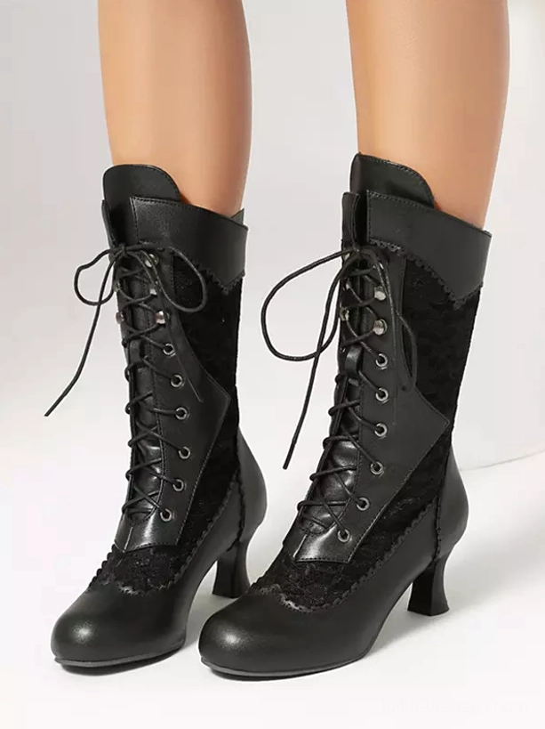 Vintage lolita boots styling inspiration and coordination ideas with full skirts, petticoats, and classic gothic accessories
