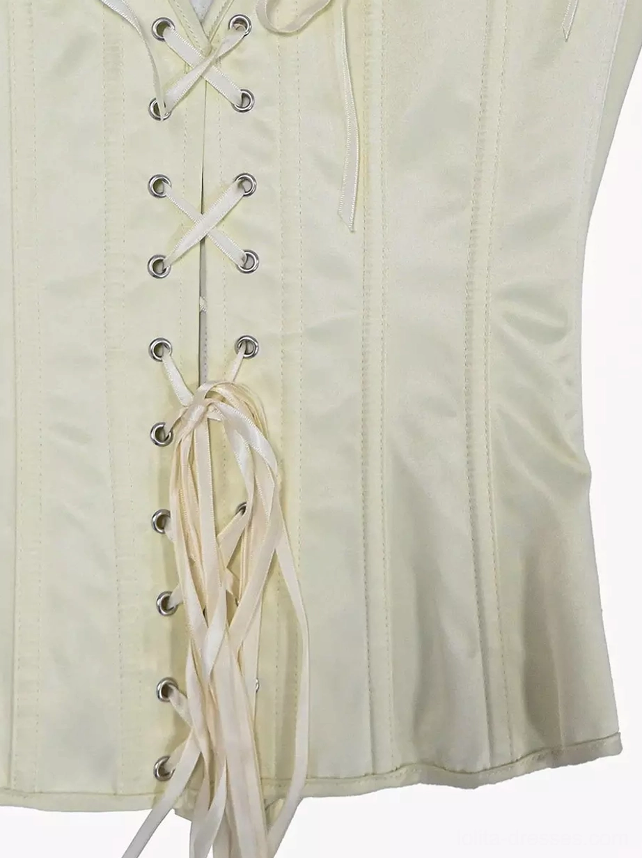 Satin corset bustier adjustable tie shoulder strap detail showing knot tying mechanism, strap width, and connection points for customizable fit adjustment