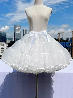 white-lolita-petticoat-crinoline-front-view-layered-tulle-voluminous-underskirt-45cm-satin-bow