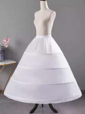 white lolita petticoat four-tiered skirt structure layered ruffled tiers smooth polyester fabric