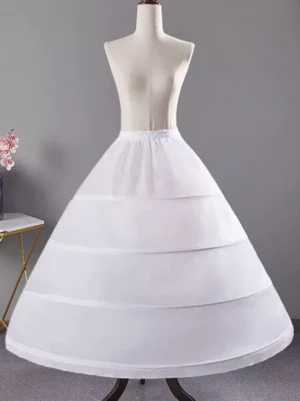 white rococo tiered lolita petticoat front full view a-line silhouette voluminous polyester underskirt